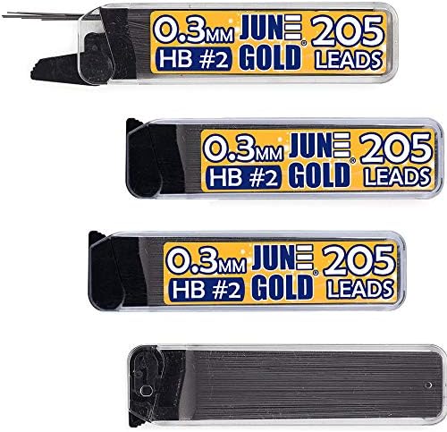June Gold 0.3 mm, 820 Lead Refills, HB #2, 4 Dispensers/w 205 Pieces Each