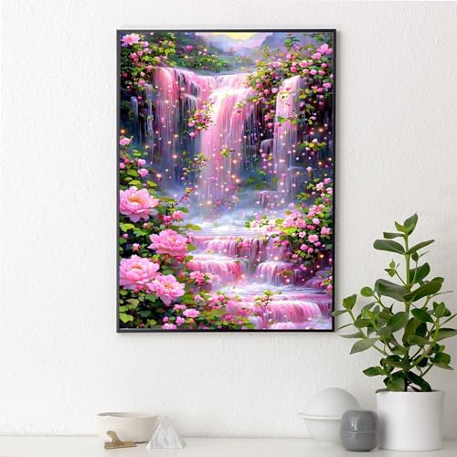 Yezavesu Landscape Scenery Diamond Art Kits for Adults Beginners 12x16 Inch | Waterfall Diamond Painting, DIY 5D Full Round Drill Gem Art, Stress Relief Craft Kits, Home Wall Decor Gift