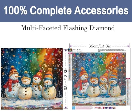 ijbnhd Christmas Snowman Diamond Art Kits for Adults 14 x 14Inch