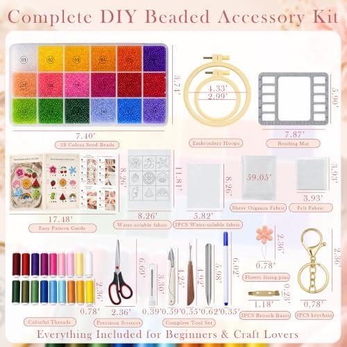 LYDZTION 11600Pcs Bead Embroidery Kit for Beginners DIY Craft with Tools