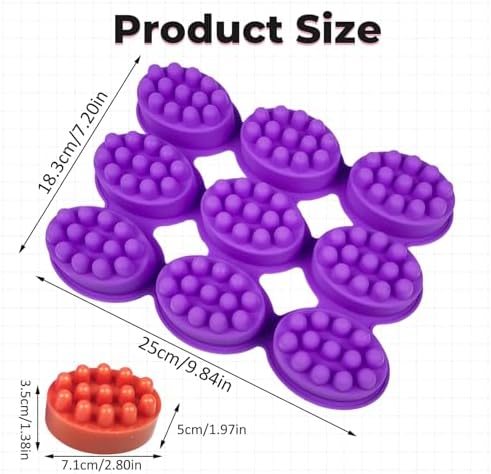 Massage Soap Molds, Nonstick & Free 9 Cavity Oval Silicone Massage Soap Making Molds for DIY Homemade Craft