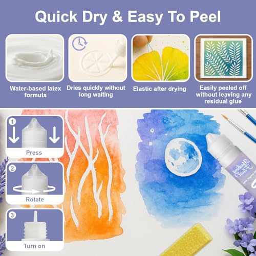 1DFAUL 60ml Masking Fluid for Art Watercolor Painting, Easy Peel-Off(Blue)