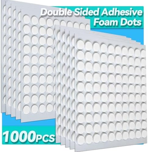 Tikfoam 1000Pcs Double Sided Adhesive Foam Dots, 2mm and 1mm Thick Tape for Craft, Card Making, Marked Candles, Scrapbook, Poster and DIY Projects