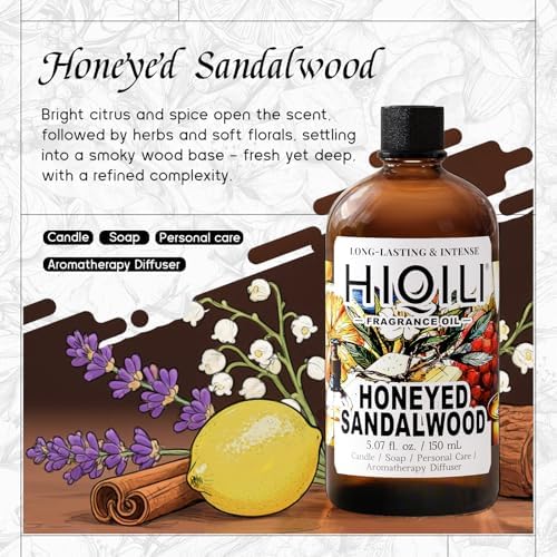 HIQILI Honeyed Sandalwood Fragrance Oil for Diffuser, Candle & Soap Making