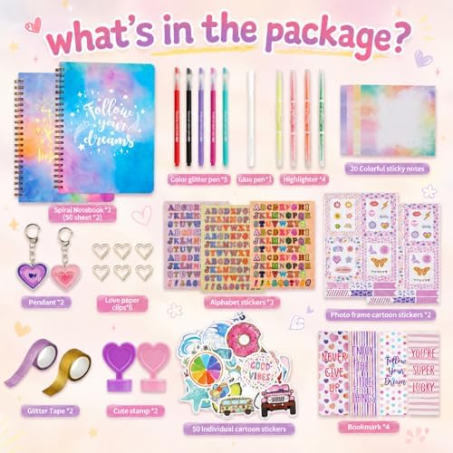 OIHEW 200+ PCS DIY Journal Kit for Teen Girls, Gifts for 6-14 Year Old Girl | DIY Memories of Happy Meaningful Day | Birthday Gifts Idea | Loved by 6-12 Year Old Girls | More Fun Included Items