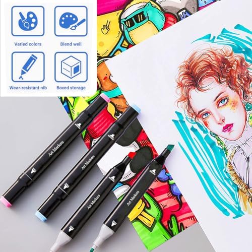 Alcohol Markers, 168 Colors Art Drawing Markers Set for Kids Adults | Dual Tip Permanent Sketch Markers, with Organizing Case