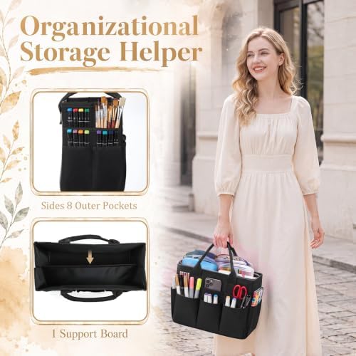 Klyyo Clyro 4 Pack Black Craft Tote Bag Organizer with 14 Pockets