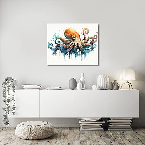 TUMOVO Adults Octopus Paint by Numbers, Colorful Marine Animal Painting, DIY Acrylic Painting Kit, Wall Decor, 16x20 Inch (Framed)