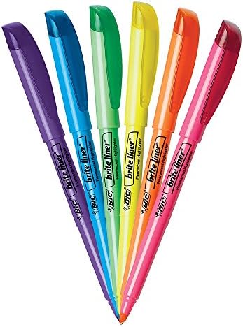 BIC Brite Liner Highlighter, Chisel Tip For Broad Highlighting and Fine Underlining, Assorted Colors, 12-Count (Pack of 18, 216 Count Total)