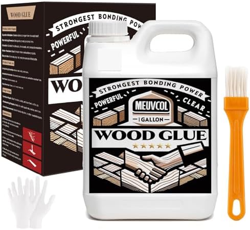 Meuvcol Wood Glue 1 Gallon, Ultimate Wood Glue for Furniture Heavy Duty, Furniture Glue for Woodworking,Crafts, Clear Strongest Glue for Wood, Cabinets, Chair Legs
