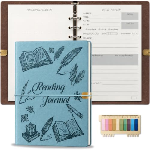 Reading Journal for Book Tracking PU Leather Book Journal (Blue)