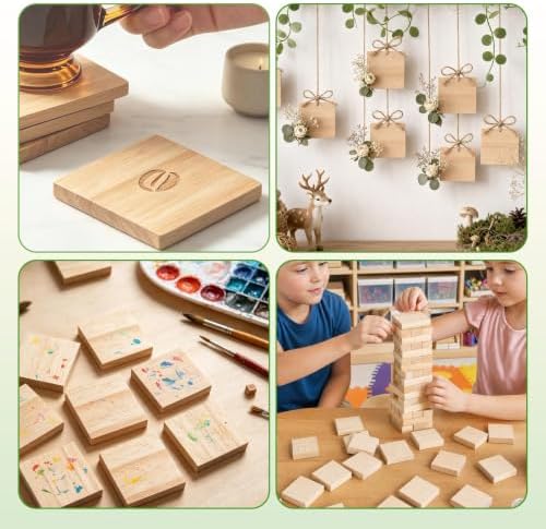 FSWCCK 36 Pcs 2x2 Wood Squares, Smooth Wooden Blanks for Laser Engraving