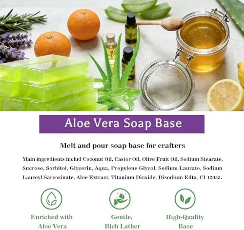 Aloe Vera Soap Base Bar, Melt and Pour Soap Base for Soap Making 1 LB
