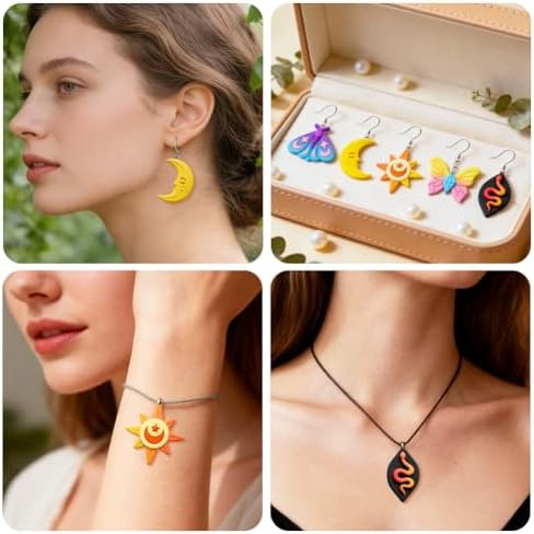 ORIGACH 15 Pcs Mystic Divination Theme Polymer Clay Cutters Set Sun Moon Star Butterfly Shape Earring Clay Cutter DIY Craft Supplies for Earring and Jewelry Making