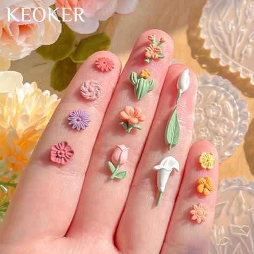 KEOKER Spring Polymer Clay Molds, Polymer Clay Silicone Molds, Butterfly Polymer Clay Mini Molds, 8pcs Earring Molds for Polymer Clay, Polymer Clay Molds for Jewelry(Substitute Micro Clay Cutters)