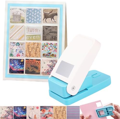 CYFUN DESIGN Square Hole Punch, 1X1 inch Stamp Puncher, Stamps Shaped Paper Punch, Square Punches for Paper Crafts, Stamp Cutter Hole Puncher for Crafting Journaling Scrapbooking Card Making Supplies