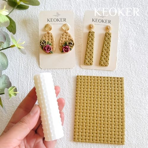Keoker Polymer Clay Texture Roller, 3in Woven, Like Polymer Clay Texture Sheets, Great with Polymer Clay Cutters
