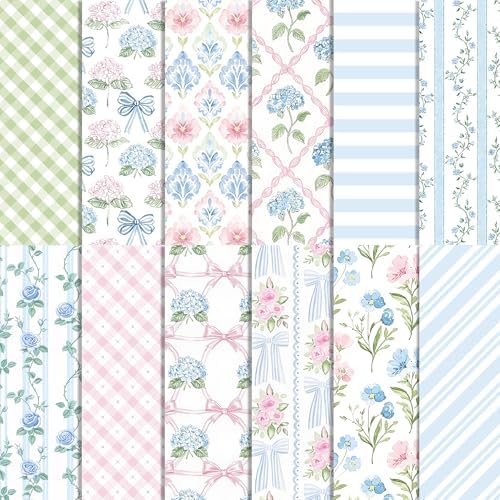 Watercolor Hydrangea Scrapbook Paper Floral Pattern Paper12×12,24 Sheets Double-Sided CardStock Papers Pad for Junk Journal, Decoupage, Card Making, Scrapbooking, DIY Home Decor .
