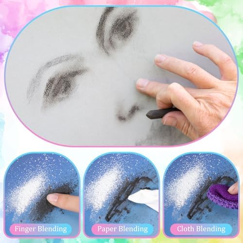 Watersay 24 Pcs Soft Pastel Drawing Chalk Set Square Sketch Chalk Non-toxic Artist Pastel Sticks for Professional Artists and Art Lovers(60 x 8 x 8 mm,Black,White)