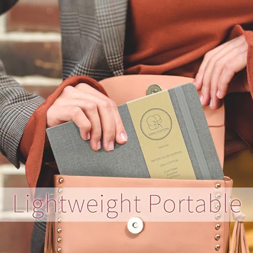 Vienrose 2 Pack Watercolor Sketchbook Journal 5.5x8.2 Inch 24 Sheets Grey