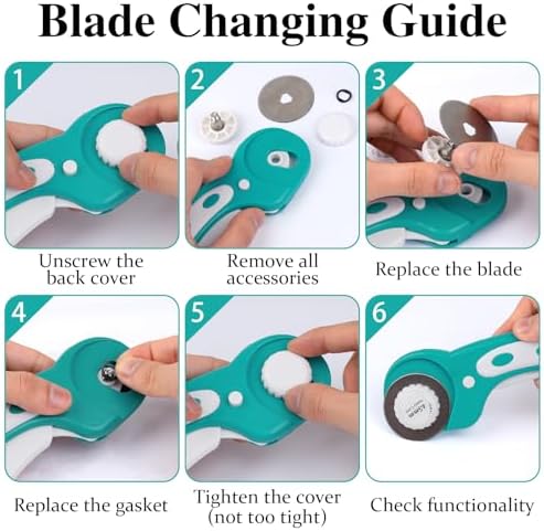 45mm Rotary Cutter for Fabric with 5 Extra Blades, Roller, with Safety Lock