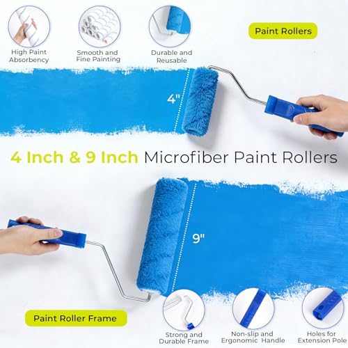 INCLY 34PCS Paint Roller Kit with Extension Pole, 2 to 4 Ft Pole
