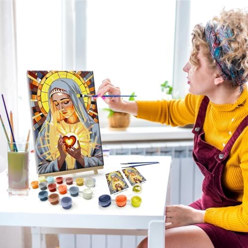 JOOZ 5D Virgin Mary Paint by Numbers Kit for Adults with Frame, 8x12 Inch