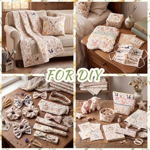 HunnmingRe 20 Pcs 10''x10'' Cute Farm Animals Quilting Fabric Squares