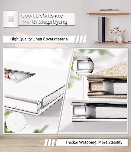 Artfeel Photo Album Self Adhesive Scrapbook Album for 3x5 4x6 5x7 8x10 Pictures,120 Pages Linen Cover with Display Window DIY Photo Book,Ideal Gifts for Family Travel Wedding Baby