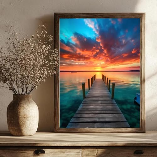 AIBOERL Paint by Numbers Kit for Adults Beginner,Sunset Scenery, 12X16In