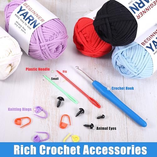 8x50g Beginner Crochet Cotton Yarn for Crocheting Easy-to-See Stitches