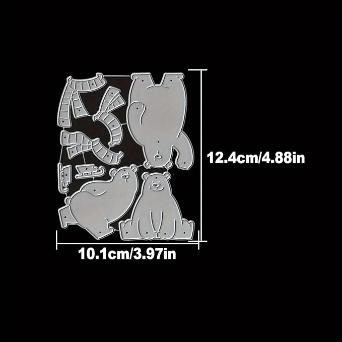 Lapoo Festivals Metal Cutting Die for Scrapbooking - Christmas Cut Stencils for DIY Scrapbook Photo Album Decorative Paper Card, Card Making Supplies, Embossing (Three Polar Bears 4.9 x 4 in)