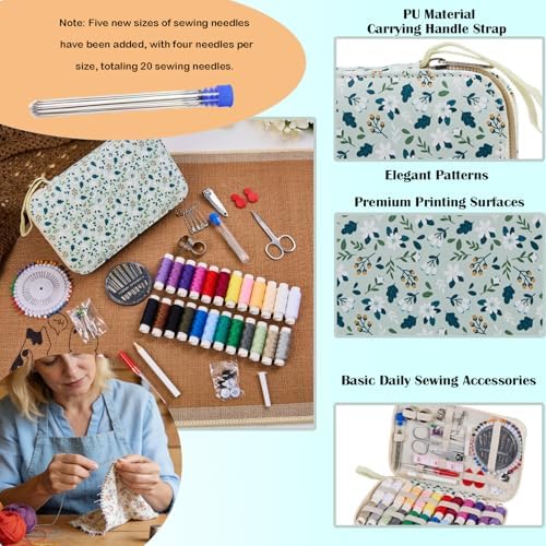 Bobode Travel Sewing Kit with 24 Sewing Thread & Heavy Duty Sewing Needles