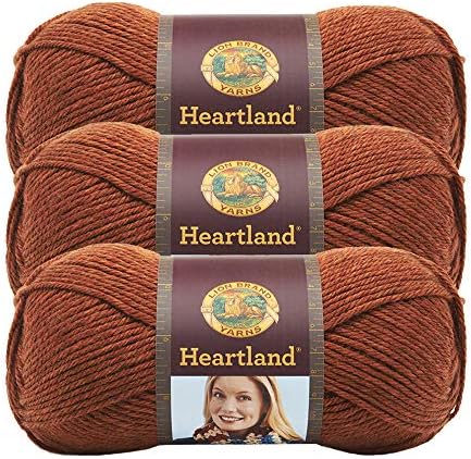 Lion Brand Yarn, Heartland Crochet Yarn, Yosemite, Orange, 3 Pack