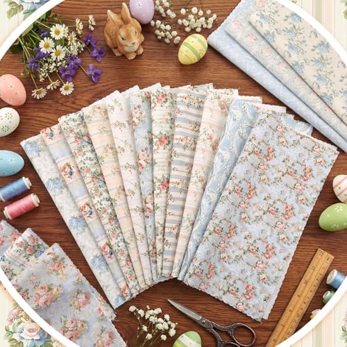 HunnmingRe 20 Pcs 10''x10'' Vintage Spring Floral Quilting Fabric Squares