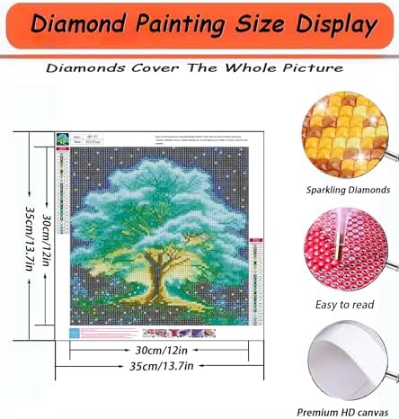 APTDYIGL 5D Tree of Life Full Drill Diamond Painting Kits for Adults Beginner,DIY Diamond Art Kits for Adults,Round Full Drill Diamond Dots with Gem Art Kits,Home Wall Decor 13.7X13.7inch