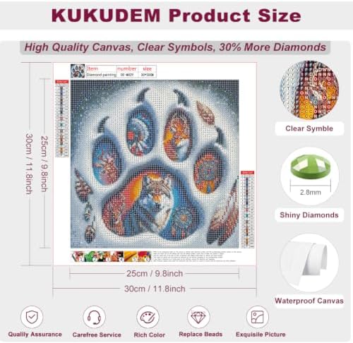KUKUDEM Wolf Diamond Painting Kits for Adults, Diamond Art Kits 12x12inch