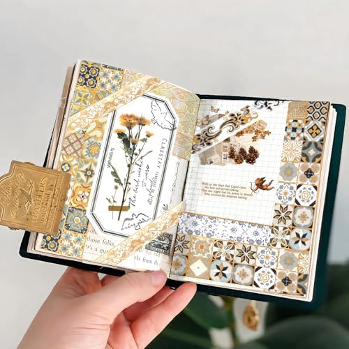 Van Gogh Washi Tape, 10 Rolls Vintage Watercolor Washi Masking Tape Set with Gold Foil, Decorative Tape for Bullet Journal, DIY Craft, Scrapbook Supplies