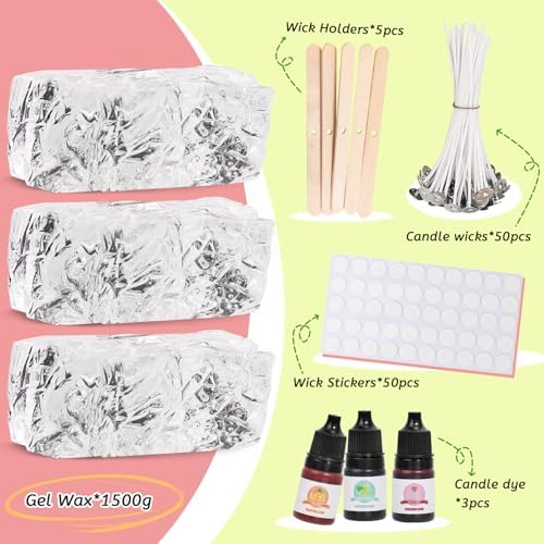Blingfun 3.3LB Jelly Wax for Candle Making– Clear Gel Wax with High Transparency, Long Burning Time – DIY Scented Candles, Dried Flower, Ocean & Decorative Crafts