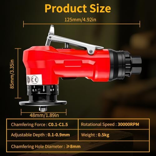 Pneumatic Chamfer Tool, 30000 RPM Air Chamfer Tool with 8C & 6R Blades