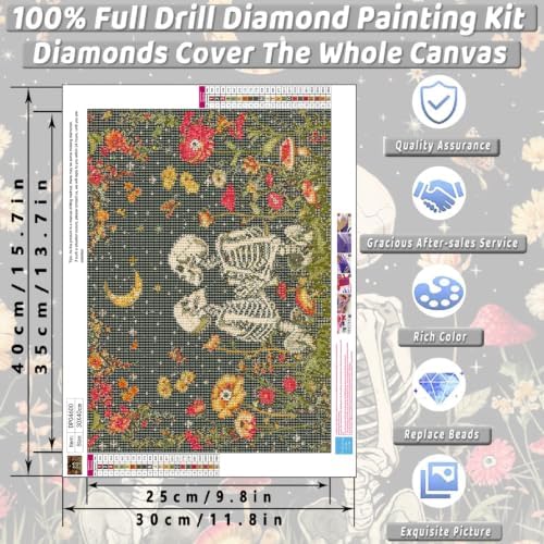 KICHANG Skull Diamond Art Kits for Adult Diamond Painting Kit for Beginner