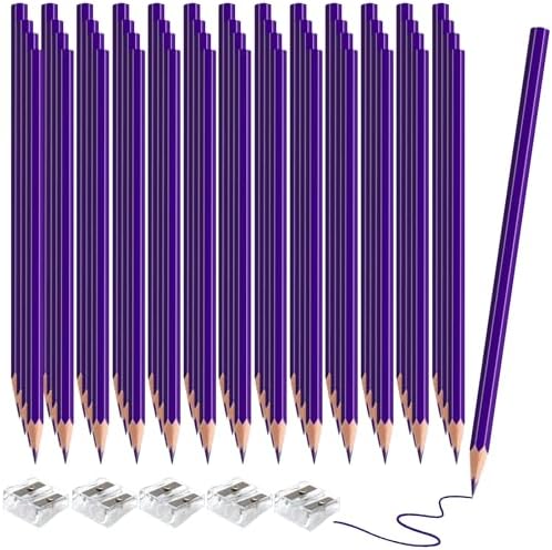 60 Pack Bulk Purple Colored Pencils for Kids, Pre-sharpened Art Pencils Back to School Supplies Set, Drawing Sketching Pencils for Students, Teachers, Classroom