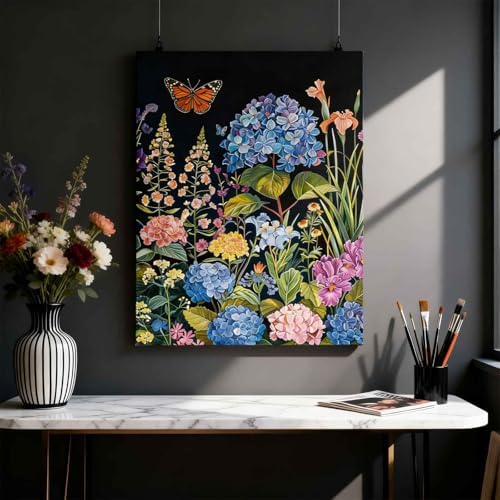 Amphol Paint by Numbers Kit for Adults - 16”x20” Bloom Garden DIY Paint by Numbers Kit for Beginners, Oil Flowers Painting Kit on Canvas Art for Home Wall Decor, Stress Relief with Acrylic Paint