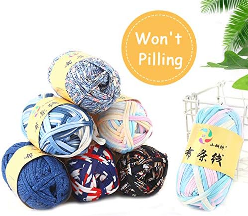 iSuperb 1 Pack Knitting Yarn Colorful Cloth T-Shirt Yarn Fabric Crochet Cloth for DIY Knitted Art Basket Bag - 100g