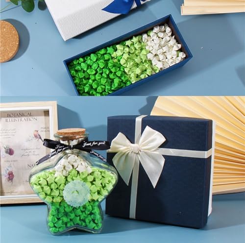 1080 Sheets Origami Star Paper 4 Green Color Strips Double Sided Lucky Star Decoration Folding Paper for DIY Hand Art Supplies (Green-1080 sheets)