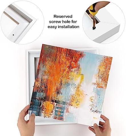 Floater Frame for 16x20 Canvas Paintings with 0.6-0.9" Deep,White