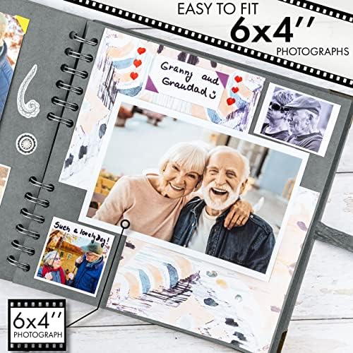 Scrapbook Album, 60 Pages, 8 x 8 Inch, Grey Photo Album, Scrap Book | Hardcover with Thick 200 GSM Kraft Paper, Ideal for Your Scrapbooking Albums, Art & Craft Projects (Grey, 8 x 8 Inch)