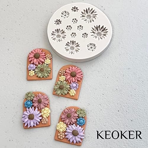 KEOKER Flower Polymer Clay Molds - Daisy Miniature Clay Molds for Jewelry Making, Earrings Decoration (Small Flower)