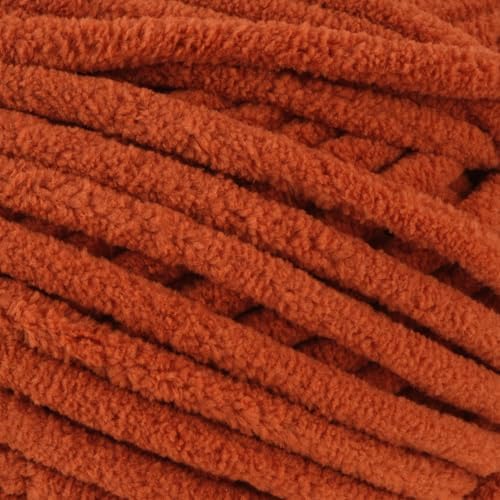 Loops & Threads Demi Purl Yarn – Super Bulky 100% Polyester, Soft Plush Chenille Yarn for Knitting & Crochet, Ideal for Blankets, Hats, Scarves & Crafts, Cinnamon Stick