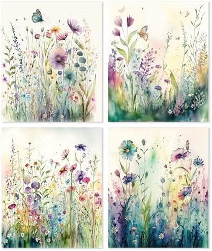 Yeaqee 4Pcs Diamond Art Kits for Adult Gem Painting Kit, Wild Flower